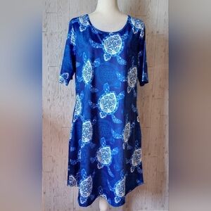 MT Collection Turtle Print Dress Women's Size XL With Pockets